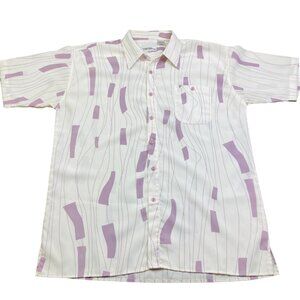 Vintage 70s 80s Virgola Short Sleeve Shirt Size XL Purple Abstract Funky Retro